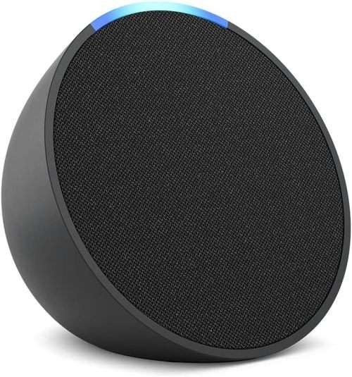 Echo Pop | Charcoal I Full sound compact smart speaker with Alexa | with US to SA Power Adaptor