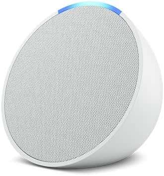 Echo Pop | Glacier White I Full sound compact smart speaker with Alexa | with US to SA Power Adaptor