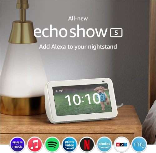 Echo Show 5 (2nd Gen) | Glacier White I Smart display with Alexa and 2 MP camera