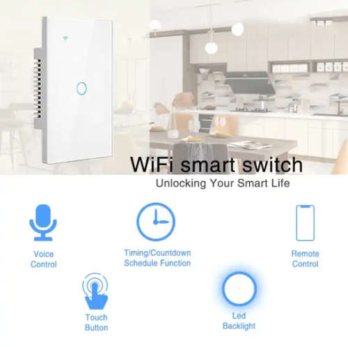 Smart Wi-Fi Light Switch 4 Gang Black - works with or without neutral - with 2 way switching -Tuya