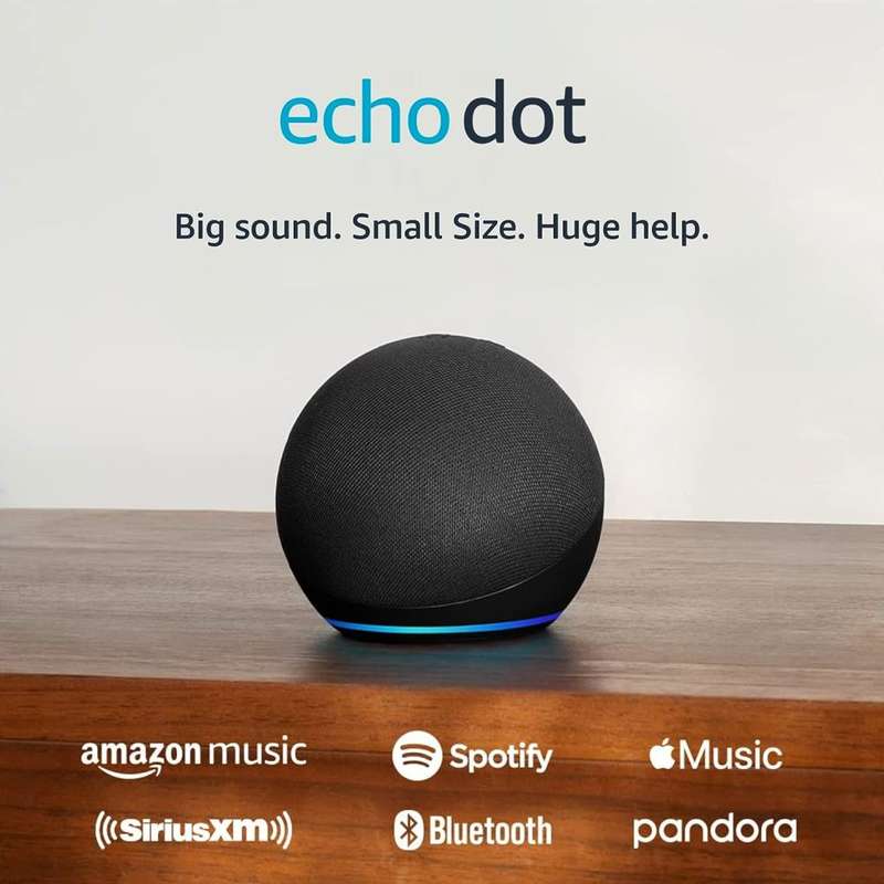 Echo Dot (5th Gen ) | With bigger vibrant sound, helpful routines and Alexa | Charcoal