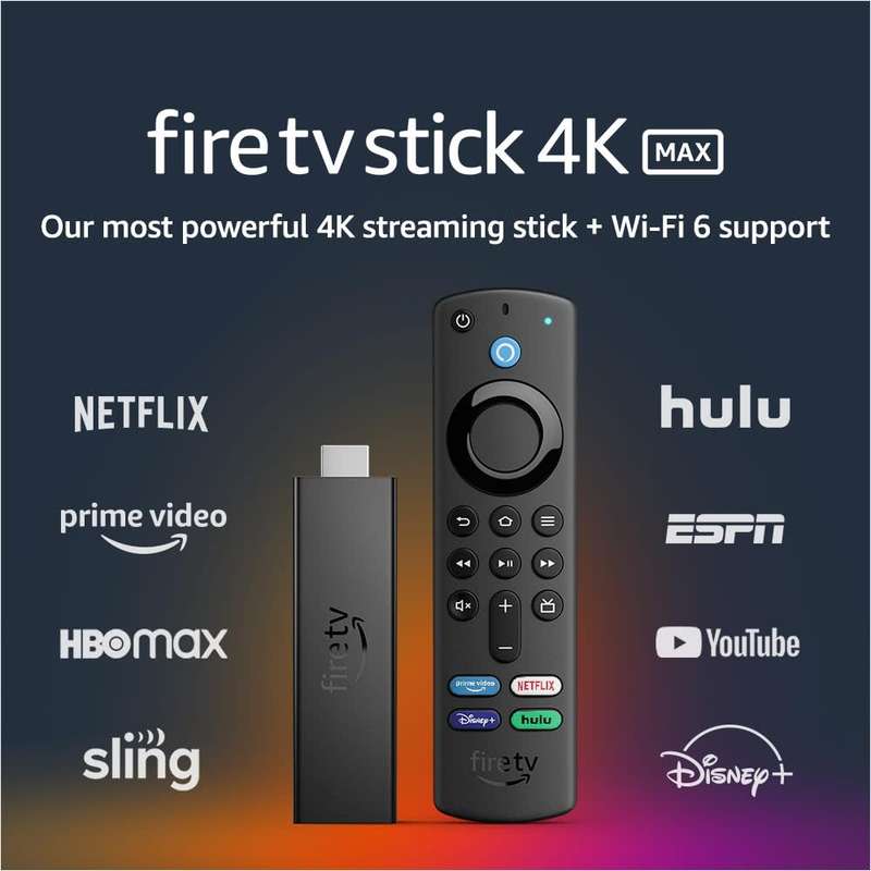 Amazon Fire TV Stick 4K Max streaming device, Wi-Fi 6, Alexa Voice Remote - Latest 4K TV Stick