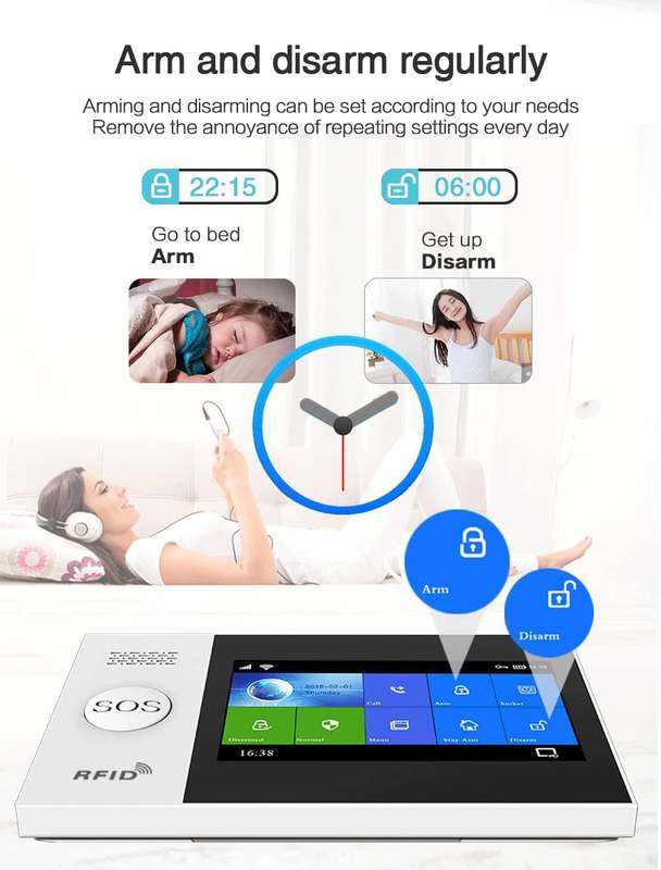 Tuya/ Smart Life Touch Screen Wireless SOS Alarm Home Security Alarm System with GSM&WiFi
