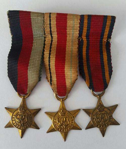 WW2 Group of 3 miniatures - 1939-1945 star, Africa star and Burma star