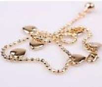 9ct Gold Filled Versatile Heart Bracelet / Ankle - 2mm x 275mm