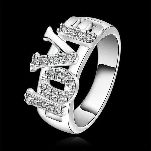 925 Sterling Silver Stamped Ring With AUSTRIAN CRYSTALS Size 8