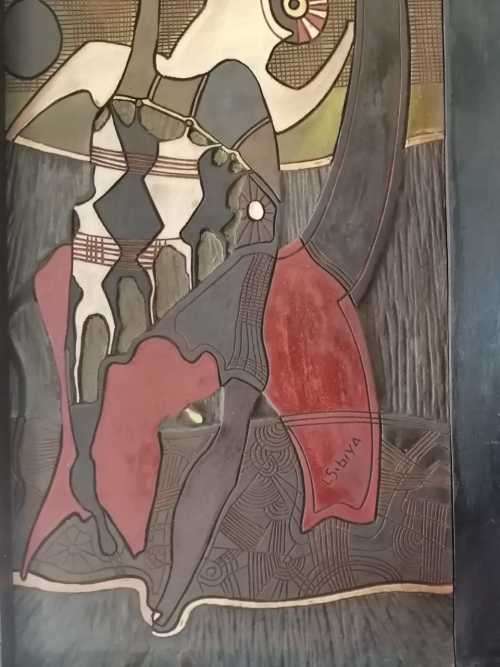 Lucky Sibiya wood block (south african), born 1942-1999. abstraut