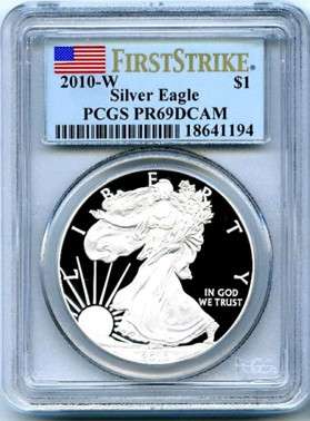 2010 Silver Eagle .999 Pure Silver PR69 FIRST STRIKE PROOF