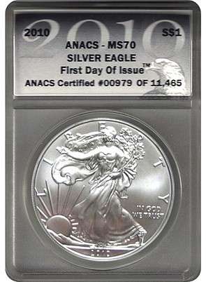 2010 Silver Eagle .999 Pure Silver MS70 - FIRST DAY OF ISSUE!