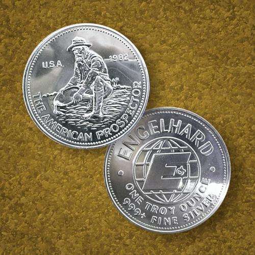 1 Troy oz .999 Fine SILVER Bullion Engelhard Prospector 'Big E" (Very Scarce!) - CRAZY R1 START