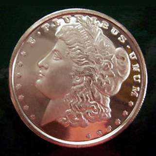 1 Troy oz .999 Fine COPPER Bullion US Morgan Dollar Round - R1 Start !