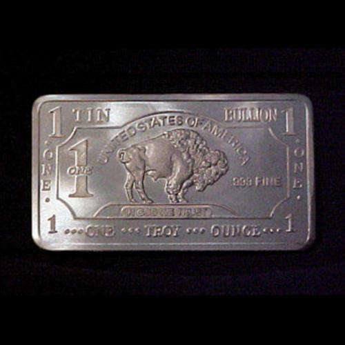 1 Troy oz .999 PURE FINE TIN Bison Bullion Bar - R1 START