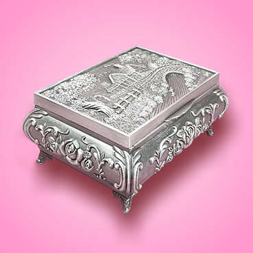Embossed Silver Nickel Jewelery Box - Starting @ R1