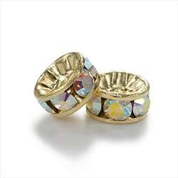Swarovski Crystal AB mm6 Rondelle Spacer Crystal Gold Plated R4.15 each