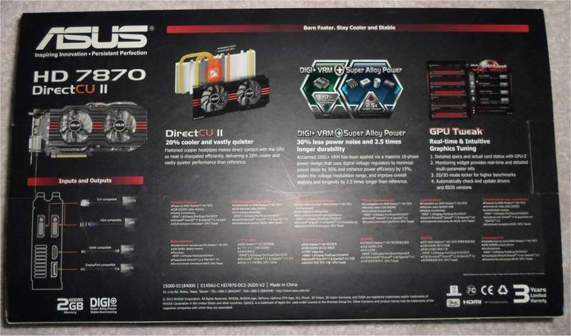 ASUS Radeon HD 7870 2GB PCI-E 3.0 x16 (hd7870-dc2-2gd5-v2) (Excellent Working Condition)