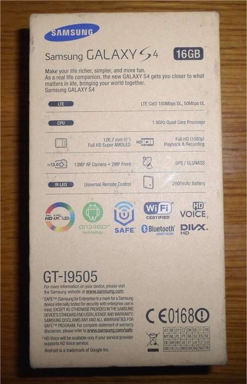 Samsung Galaxy S4 LTE i9505 (16GB On-Board, 13MP Front Camera, Micro-SD Slot, 2600mAh Battery)
