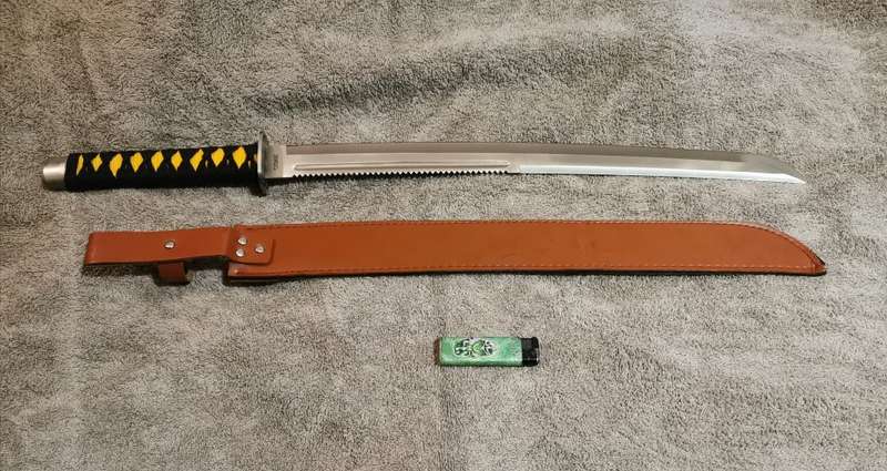 70cm Long Sharp Edge Half Tang Ninja Sword (Sekizo) with Thick Leather Sheath