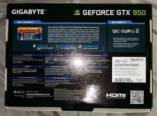 Gigabyte GeForce GTX 950 OC Edition 2GB DDR5 Graphics Card (GV-N950OC-2GD)