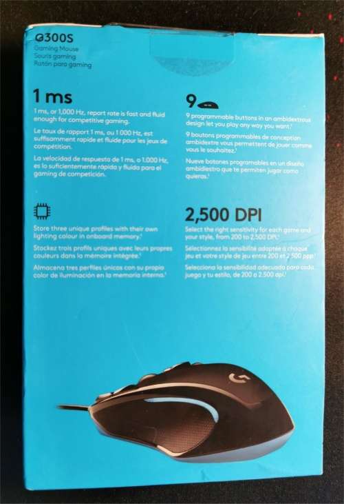 Logitech G300s (2500DPI 1m Response Rate 9 Programmable Buttons Optical Ambidextrous Gaming Mouse)