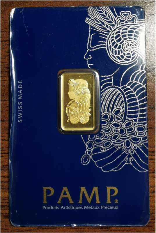 5 gram 24kt .999 Fine Gold Bullion Bar - Pamp - Country of Origin UAE (Assay and Certified)
