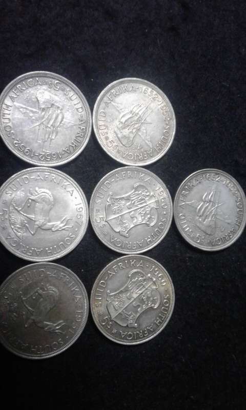 7 X 5 SHILLINGS SILVER COINS WEIGHT IS 197.85 GRAM 1951 TO 1961 BID PER COIN