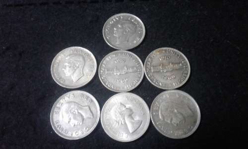 7 X 5 SHILLINGS SILVER COINS WEIGHT IS 197.85 GRAM 1951 TO 1961 BID PER COIN