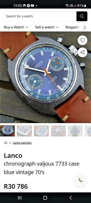 `R30.000 VALUE` Rare VINTAGE LANCO Pilots / Divers WATCH( Extra Wide Casing) Stainless Steel.