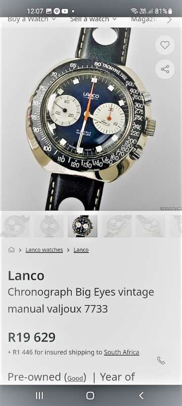 `R30.000 VALUE` Rare VINTAGE LANCO Pilots / Divers WATCH( Extra Wide Casing) Stainless Steel.