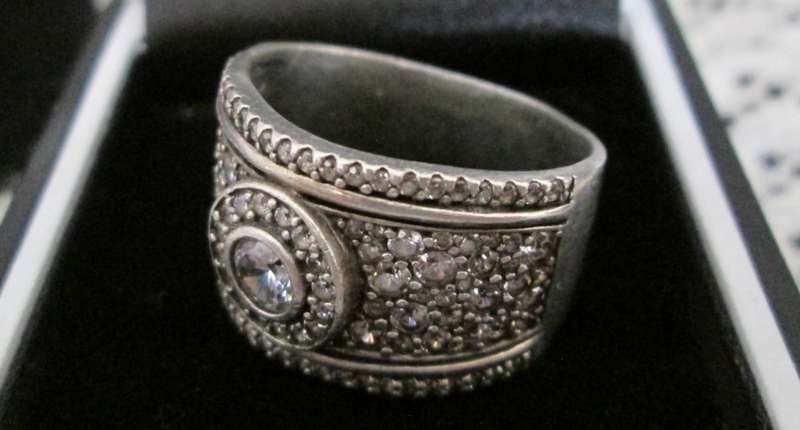 Genuine `2 Carat Cubic Zirconia` Tube Dress Ring set in 925 silver