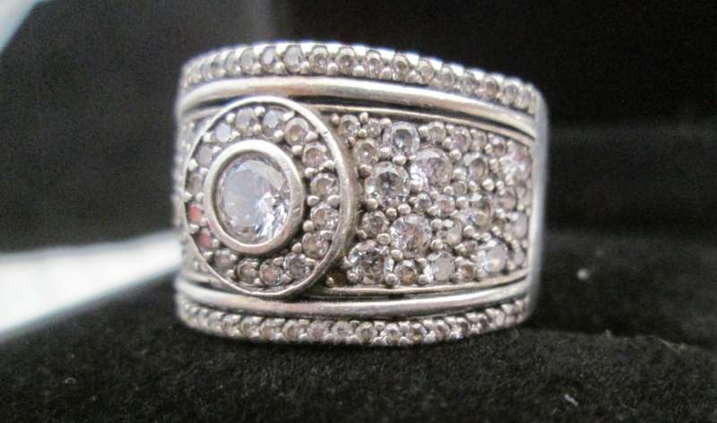 Genuine `2 Carat Cubic Zirconia` Tube Dress Ring set in 925 silver