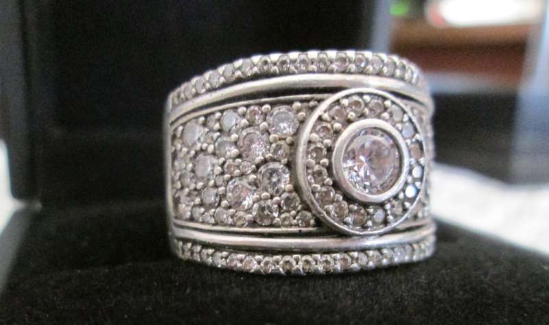 Genuine `2 Carat Cubic Zirconia` Tube Dress Ring set in 925 silver