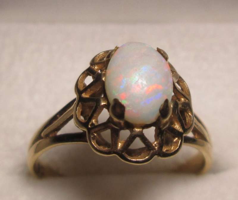 Australian Natural `Sugar Opal` Ring Set in `9ct Genuine Yellow Gold`