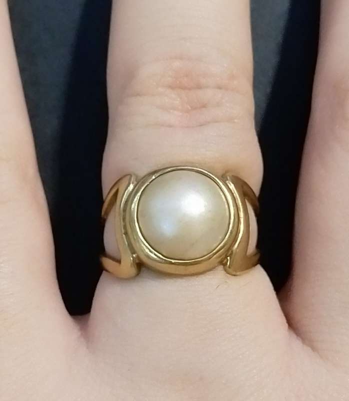 `NATURAL MABI` Set in a 9CT. `SPLIT SHANK` YELLOW GOLD  Ring.