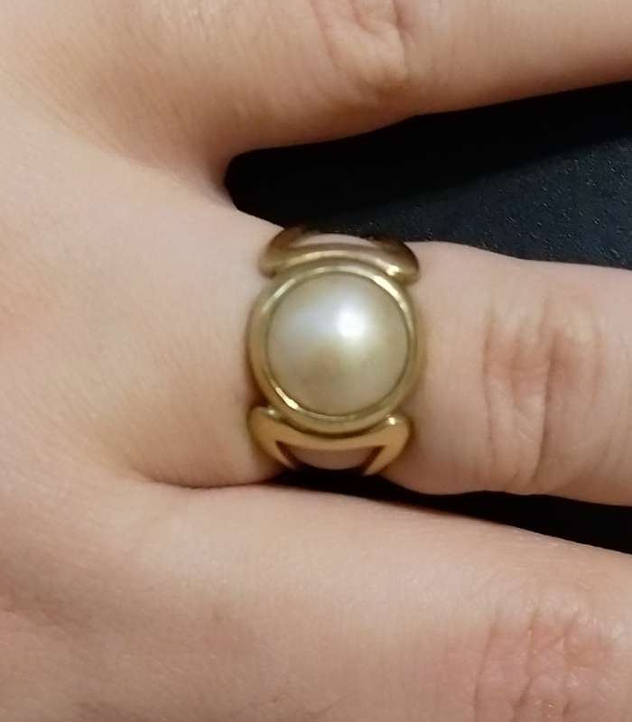 `NATURAL MABI` Set in a 9CT. `SPLIT SHANK` YELLOW GOLD  Ring.