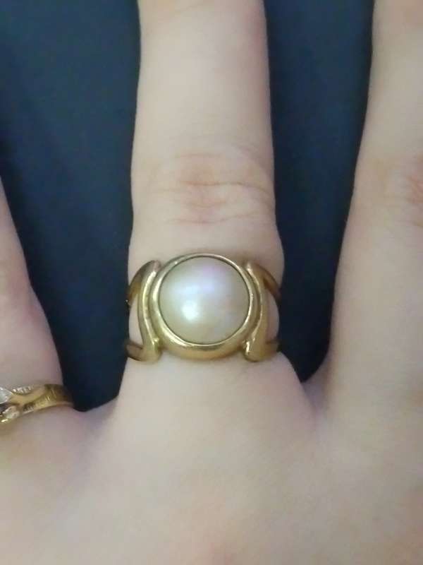 `NATURAL MABI` Set in a 9CT. `SPLIT SHANK` YELLOW GOLD  Ring.
