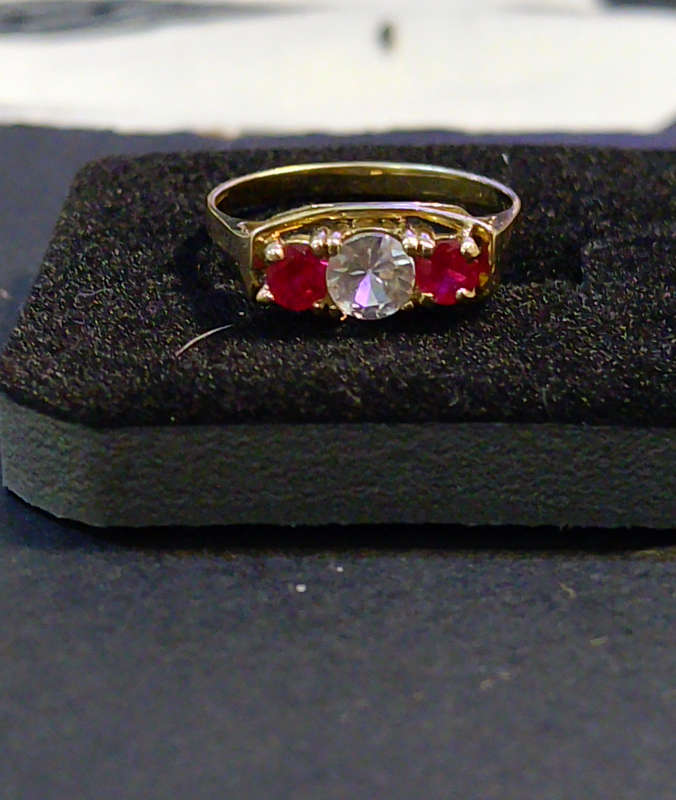 RUBY and SAPPHIRE 9CT Yellow Gold Dress Ring.