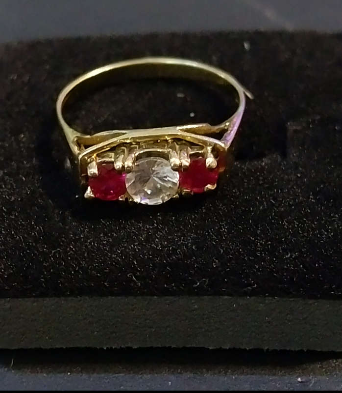 RUBY and SAPPHIRE 9CT Yellow Gold Dress Ring.