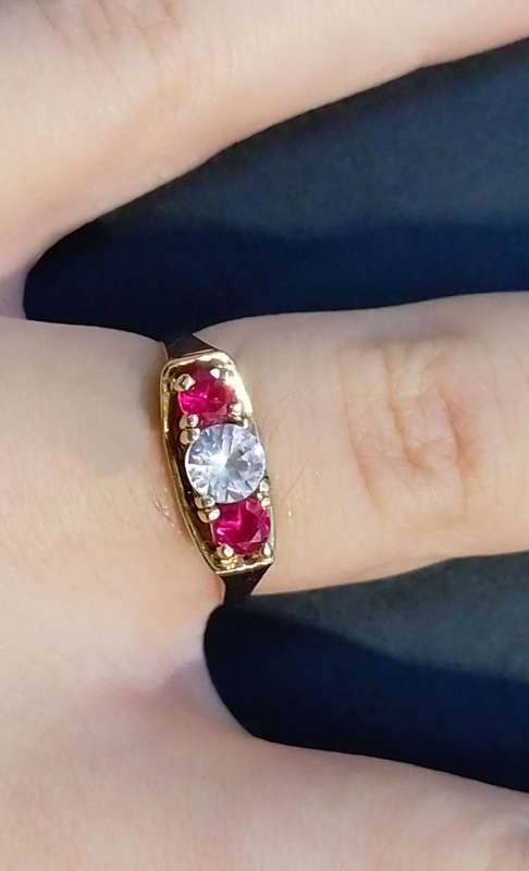 RUBY and SAPPHIRE 9CT Yellow Gold Dress Ring.