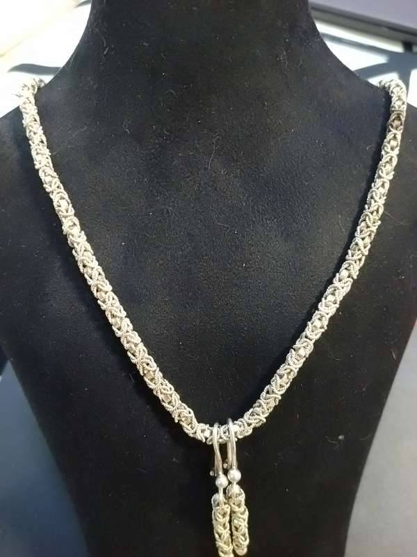 ` Byzantine `Year 330 - 1453` Solid Silver Necklace with Earrings `COLLECTORS ITEM`