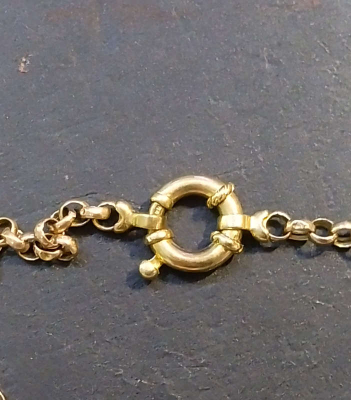 `ROLO CHAIN` Bracelet on a 9CT Yellow Gold `OPEN  HEART PUFFED` Pendant