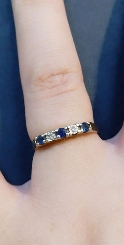 `GENUINE` `BLUE SAPPHIRE & DIAMOND` Engagement Ring Set in 9CT yellow Gold( Genuine Gold)