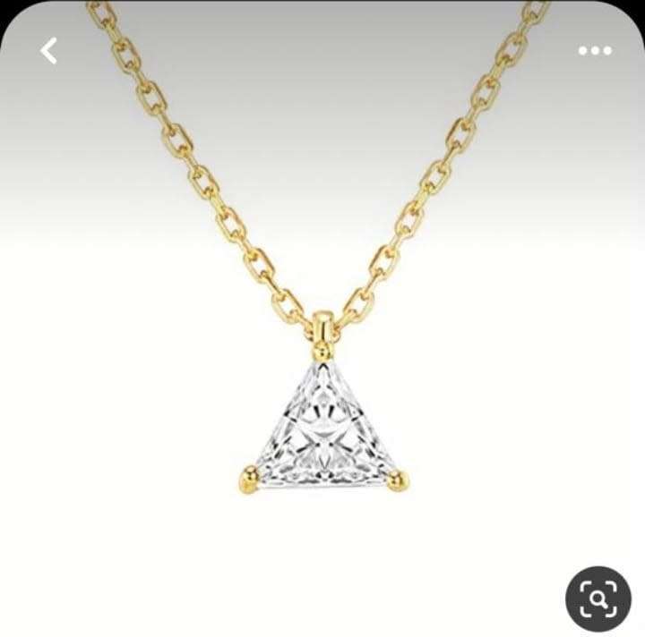 `2.20 CARAT NATURAL DIAMOND` Trillion Cut, Set in 18Ct Yellow Pendant and Chain (Genuine Gold).