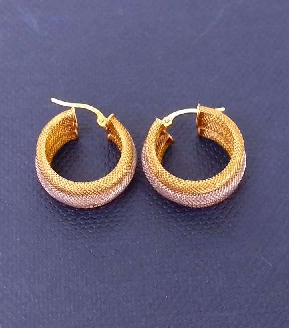 Triple Tone 9CT Yellow, White and Rose Gold Hoop Earrings ( Genuine Gold.)