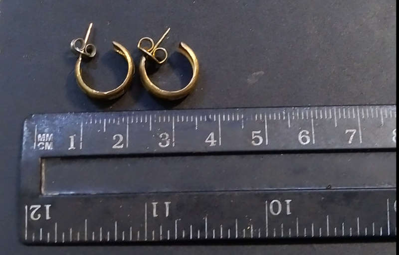 `TWO TONE` Half Hoop 9CT Yellow And White Gold Earrings. (Genuine Gold)
