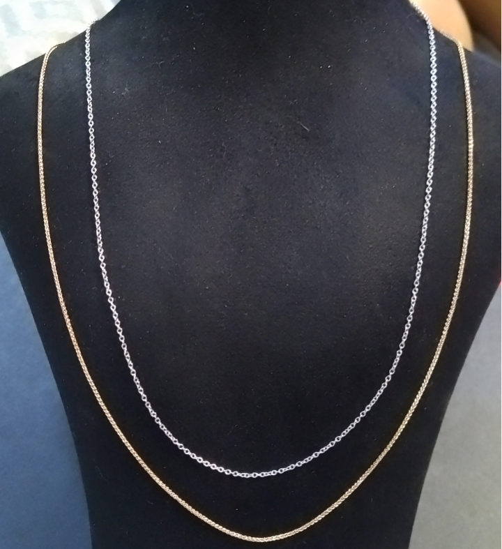 `BROWNS`  DESIGNER  `Anchor and Rope` 9CT White and Rose Gold Necklace (Genuine Gold)