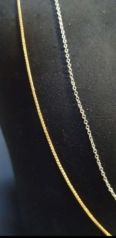 `BROWNS`  DESIGNER  `Anchor and Rope` 9CT White and Rose Gold Necklace (Genuine Gold)