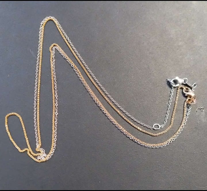 `BROWNS`  DESIGNER  `Anchor and Rope` 9CT White and Rose Gold Necklace (Genuine Gold)