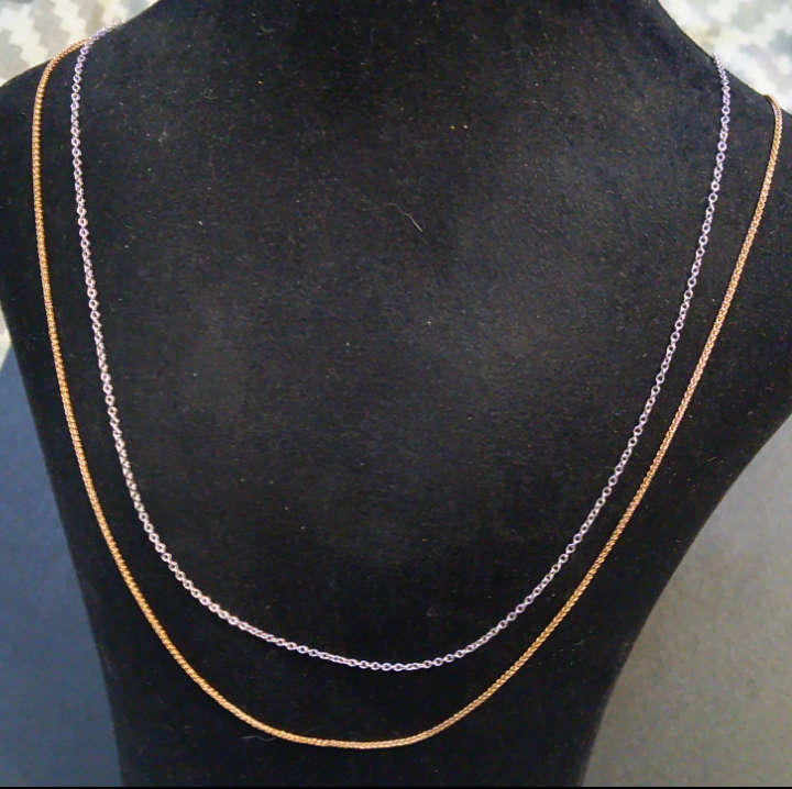 `BROWNS`  DESIGNER  `Anchor and Rope` 9CT White and Rose Gold Necklace (Genuine Gold)