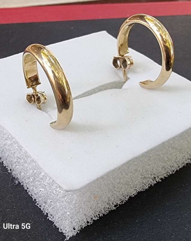 Solid Half Hoop 9CT Yellow Gold Earrings. (Genuine Gold.)