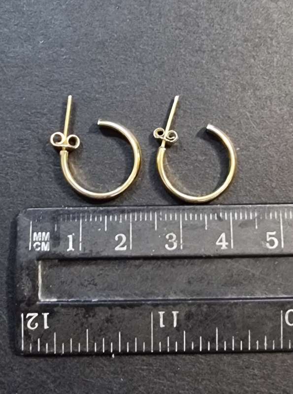 Solid Half Hoop 9CT Yellow Gold Earrings. (Genuine Gold.)